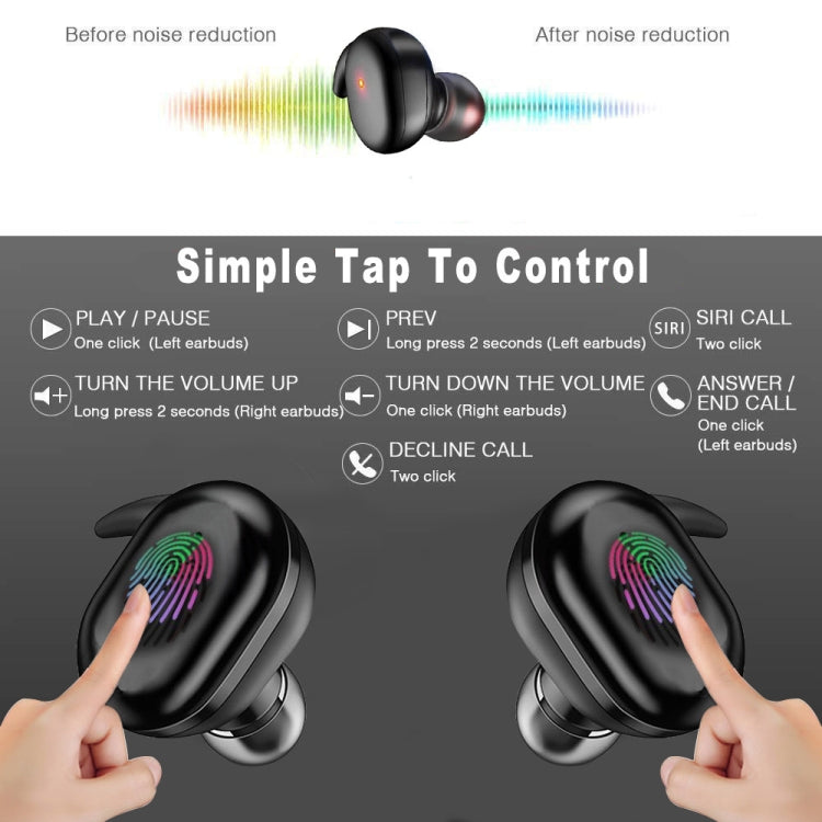 Auricular Bluetooth Sem Fios Y30 5.0 Intra-auricular Mini, Preto, Branco, Ecrã Digital Preto