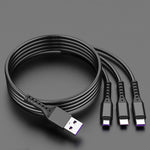 2 PCS ZZ034 Cabo de Carregamento Rápido 3 em 1 USB para 8 Pinos + USB-C / Tipo-C + Micro USB, Estilo:, 5A Super Rápido-Preto, Mini-Prateado, Mini-Vermelho, Mini-Azul, Mini-Preto