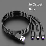 2 PCS ZZ034 Cabo de Carregamento Rápido 3 em 1 USB para 8 Pinos + USB-C / Tipo-C + Micro USB, Estilo:, 5A Super Rápido-Preto, Mini-Prateado, Mini-Vermelho, Mini-Azul, Mini-Preto