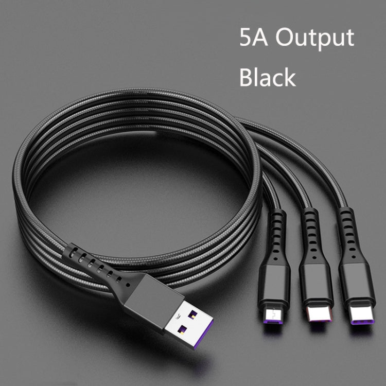 2 PCS ZZ034 Cabo de Carregamento Rápido 3 em 1 USB para 8 Pinos + USB-C / Tipo-C + Micro USB, Estilo:, 5A Super Rápido-Preto, Mini-Prateado, Mini-Vermelho, Mini-Azul, Mini-Preto