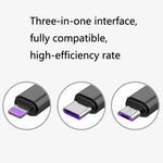 2 PCS ZZ034 Cabo de Carregamento Rápido 3 em 1 USB para 8 Pinos + USB-C / Tipo-C + Micro USB, Estilo:, 5A Super Rápido-Preto, Mini-Prateado, Mini-Vermelho, Mini-Azul, Mini-Preto