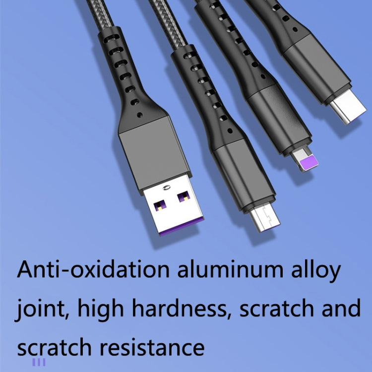 2 PCS ZZ034 Cabo de Carregamento Rápido 3 em 1 USB para 8 Pinos + USB-C / Tipo-C + Micro USB, Estilo:, 5A Super Rápido-Preto, Mini-Prateado, Mini-Vermelho, Mini-Azul, Mini-Preto