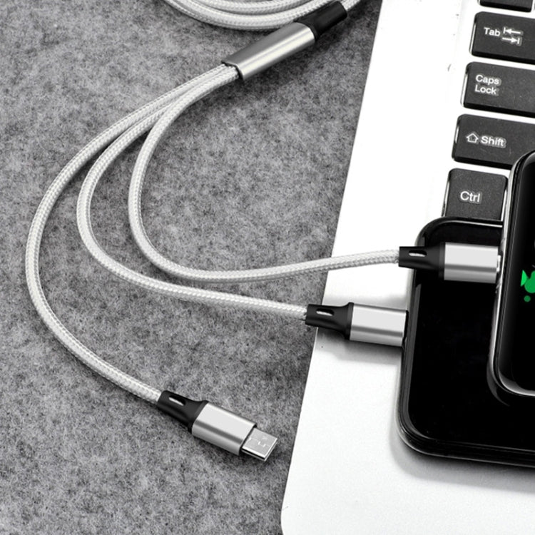 2 PCS ZZ034 Cabo de Carregamento Rápido 3 em 1 USB para 8 Pinos + USB-C / Tipo-C + Micro USB, Estilo:, 5A Super Rápido-Preto, Mini-Prateado, Mini-Vermelho, Mini-Azul, Mini-Preto