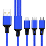 2 PCS ZZ034 Cabo de Carregamento Rápido 3 em 1 USB para 8 Pinos + USB-C / Tipo-C + Micro USB, Estilo:, 5A Super Rápido-Preto, Mini-Prateado, Mini-Vermelho, Mini-Azul, Mini-Preto
