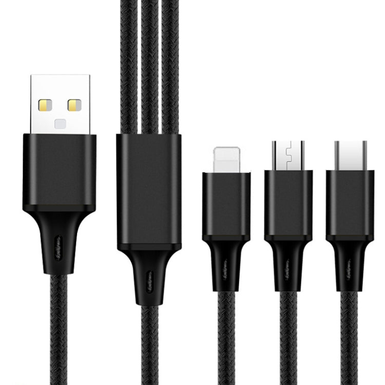 2 PCS ZZ034 Cabo de Carregamento Rápido 3 em 1 USB para 8 Pinos + USB-C / Tipo-C + Micro USB, Estilo:, 5A Super Rápido-Preto, Mini-Prateado, Mini-Vermelho, Mini-Azul, Mini-Preto