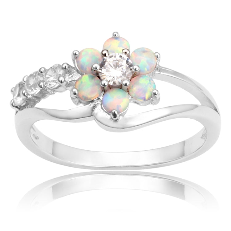 925 Silver Women Opal Flower Ring Jewelry, 6, 8, 9, 10