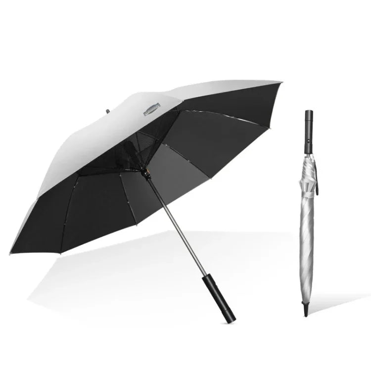 Guarda-chuva Multifuncional para Sol e Chuva 9033 com Ventoinha, Cola Prateada de Titânio, Proteção Solar e UV, Cabo Longo, Rosa, Preto, Verde Tinta