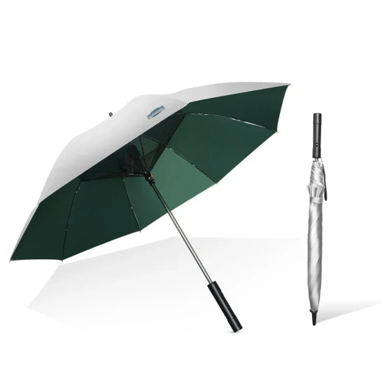 Guarda-chuva Multifuncional para Sol e Chuva 9033 com Ventoinha, Cola Prateada de Titânio, Proteção Solar e UV, Cabo Longo, Rosa, Preto, Verde Tinta