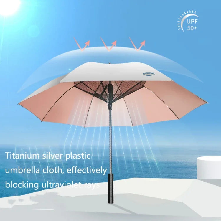 Guarda-chuva Multifuncional para Sol e Chuva 9033 com Ventoinha, Cola Prateada de Titânio, Proteção Solar e UV, Cabo Longo, Rosa, Preto, Verde Tinta
