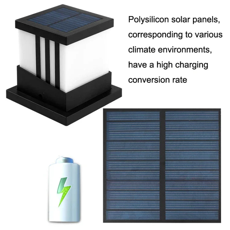 Solar Outdoor Waterproof Column Head Lamp Courtyard Landscape Lamp
