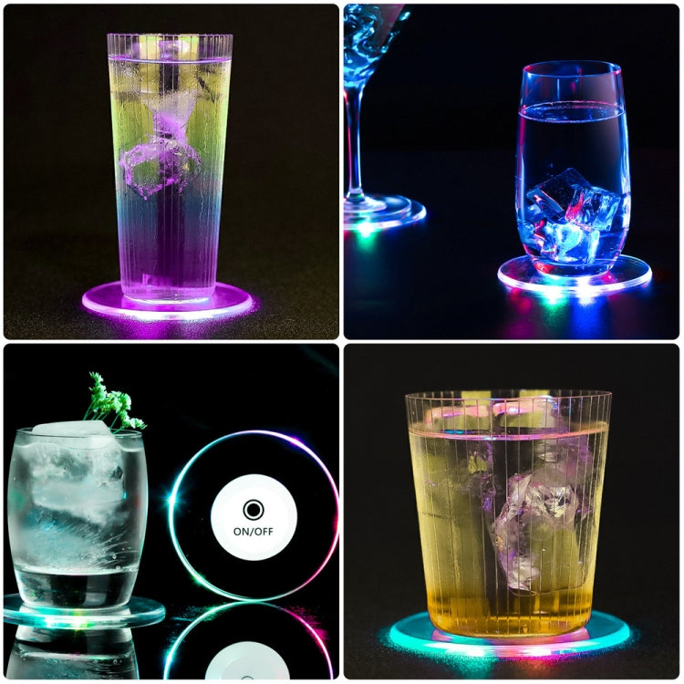 Base de Copo LED Piscante para Bar KTV, Base Luminosa para Cocktail, Base Redonda com Luz Branca, Base Redonda com Luz Colorida, Versão Melhorada Antiderrapante com Luz Branca, Versão Melhorada Antiderrapante com Luz Colorida