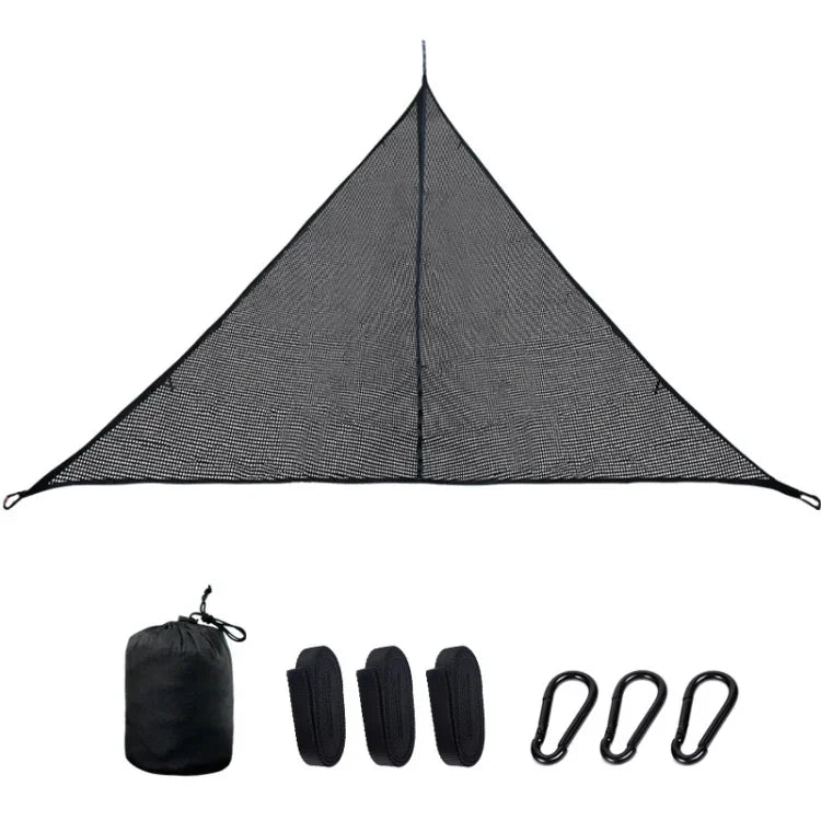 Rede de Dormir Multi-pessoa para Exterior, Grande Tenda Aérea de Árvore, Rede de Camping Triangular, 2,9m Preto