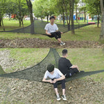 Rede de Dormir Multi-pessoa para Exterior, Grande Tenda Aérea de Árvore, Rede de Camping Triangular, 2,9m Preto