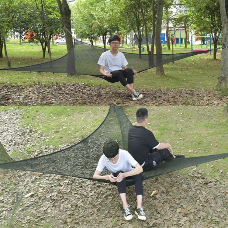 Rede de Dormir Multi-pessoa para Exterior, Grande Tenda Aérea de Árvore, Rede de Camping Triangular, 2,9m Preto