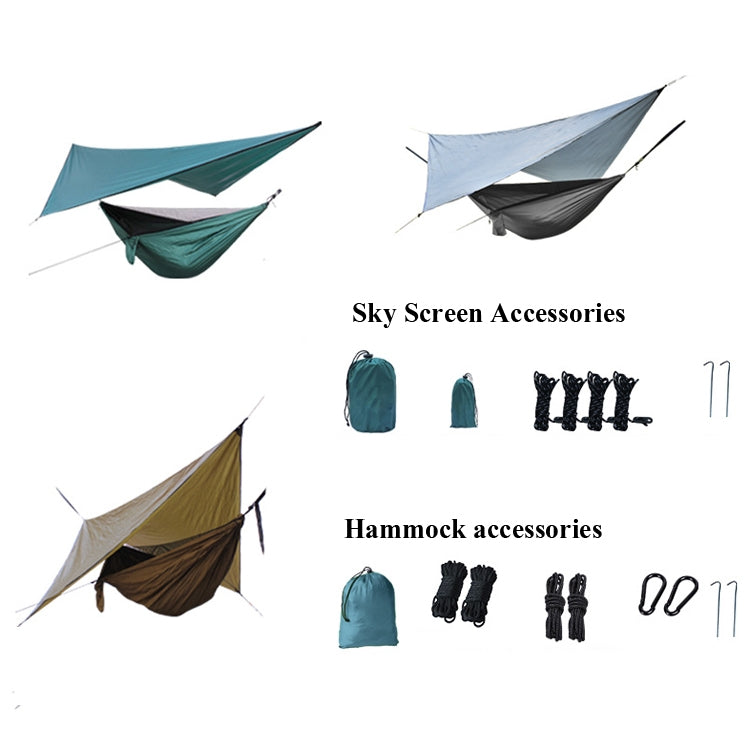 Conjunto de Sombreiro para Camping ao Ar Livre + Rede Anti-Mosquito, Rede Anti-Mosquito de Tecido Pára-quedas, 360x290cm Verde Tinta