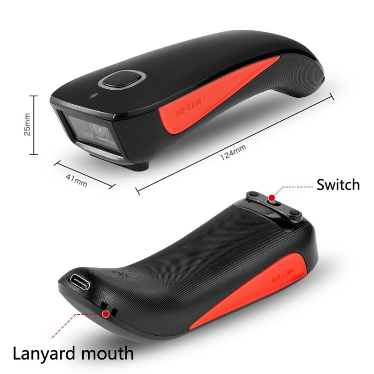 Leitor de Código de Barras Bluetooth Sem Fios NETUM Portátil para Armazém e Expresso, Modelo: C990 Bidimensional, C750 Bidimensional, C990 Bidimensional, C740 Unidimensional