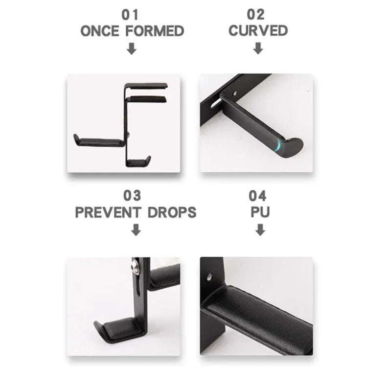 JD039 Clipe Metálico Suporte para Auscultadores de Secretária Gancho para Auscultadores, Branco, Preto