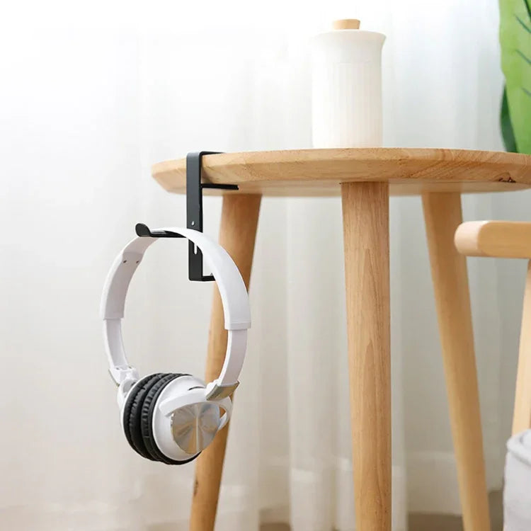 JD039 Clipe Metálico Suporte para Auscultadores de Secretária Gancho para Auscultadores, Branco, Preto