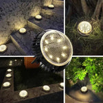 8 LEDs Lâmpada Circular Solar Enterrada para Exterior Luz Impermeável para Relvado e Escadas, Cor da Luz:, Luz Branca