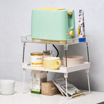 Kitchen Desktop Wardrobe Foldable Cabinet Storage Rack, White, Transparent