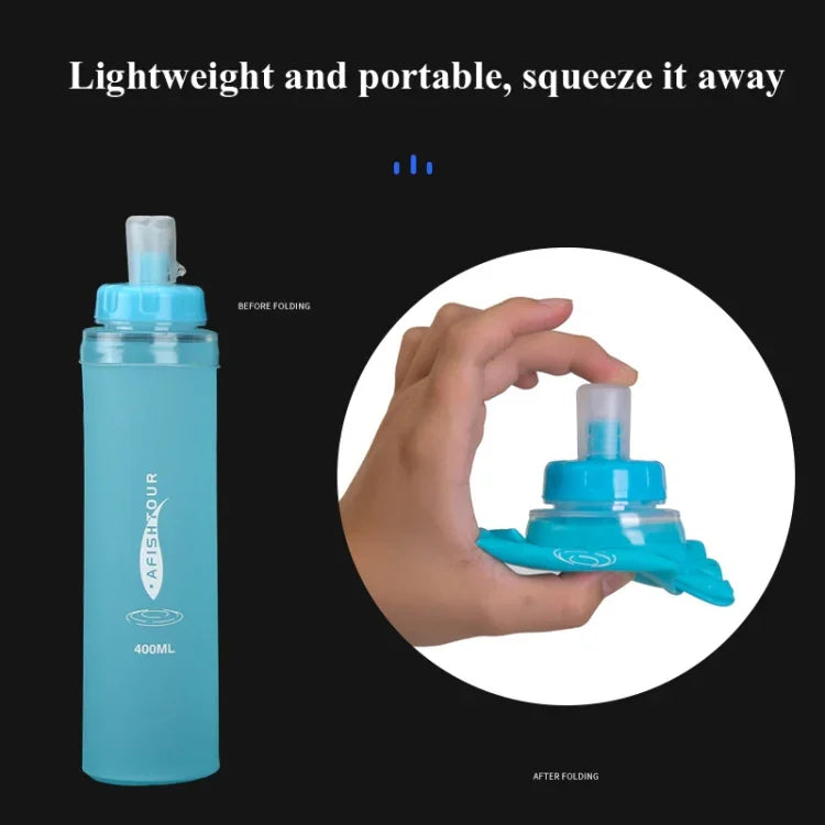 Saco de Água Macio para Desporto ao Ar Livre AFISHTOUR TPU, Garrafa de Água para Maratona, Saco de Água Dobrável, Capacidade:, 400ml (Azul), 400ml (Transparente), 300ml (Azul), 300ml (Transparente)
