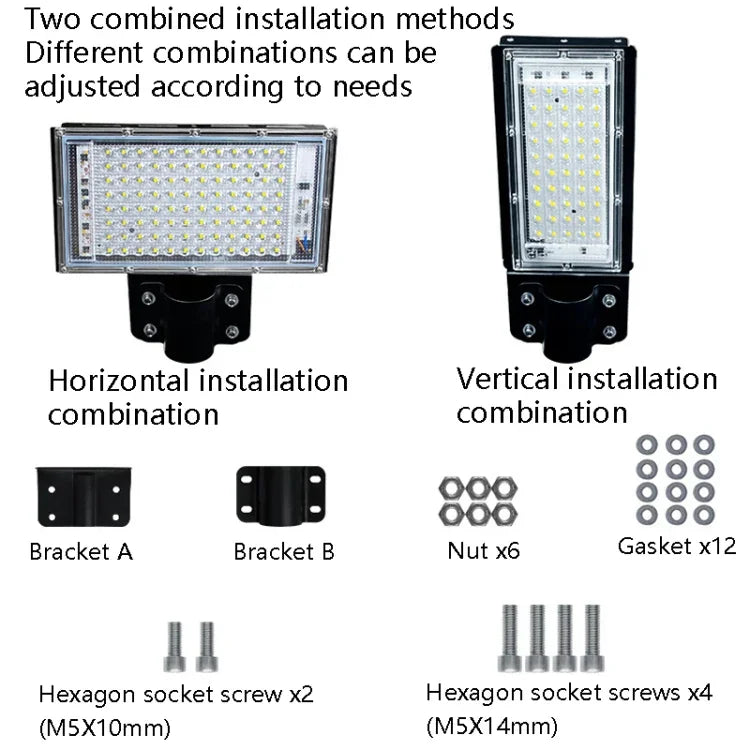 Luz LED Impermeável para Iluminação de Estrada e Pátio, 50W