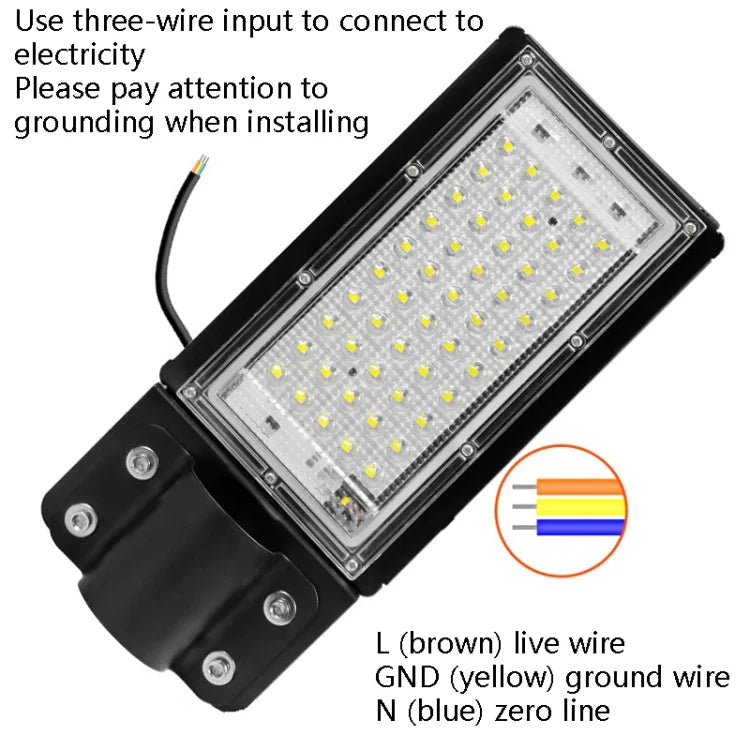 Luz LED Impermeável para Iluminação de Estrada e Pátio, 50W