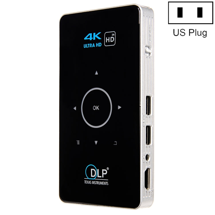 Projetor Mini DLP HD Inteligente C6 1G+8G Sistema Android Portátil para Casa e Telemóvel, Ficha EUA (Preto), Ficha UE (Preto), Ficha Reino Unido (Preto), Ficha AU (Preto), Ficha EUA (Branco), Ficha AU (Branco)