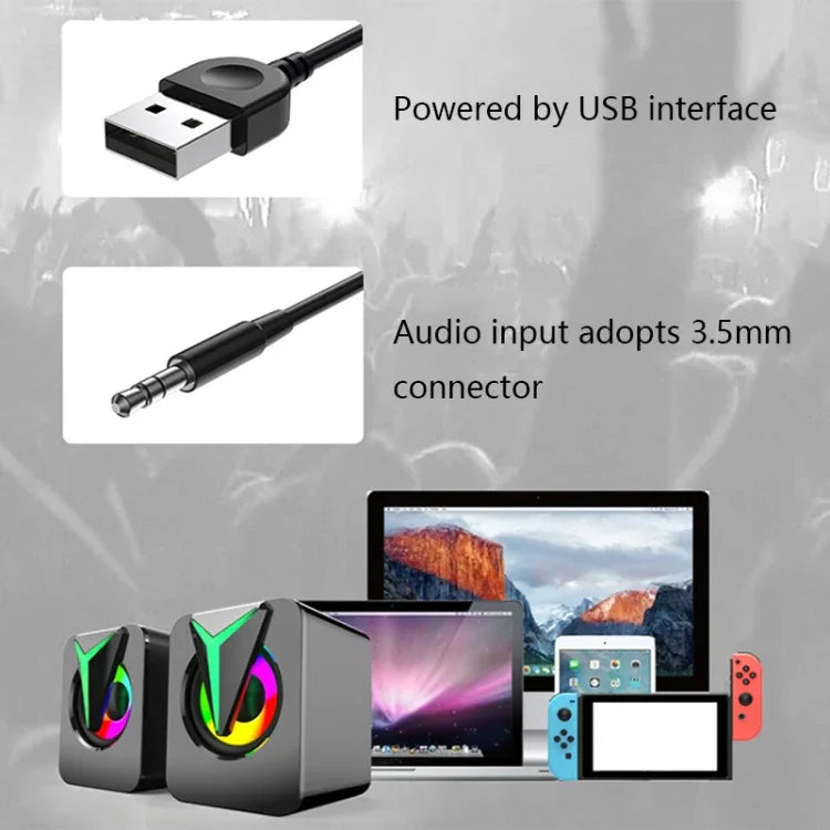 Coluna de Computador de Secretária com Iluminação Colorida RGB FT-25-1