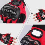PRO-BIKER PRO01C Luvas de ciclismo outdoor para motocicleta, proteção antiderrapante e anticaída, luvas de meio dedo, M, L, XL, XXL