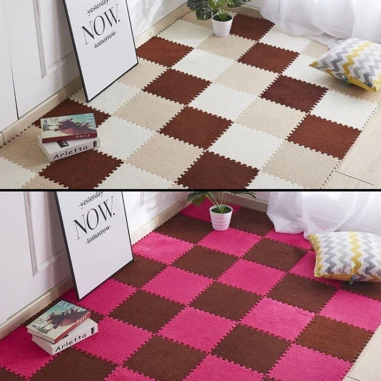 2 Tapetes Macios para Sala, Quarto e Crianças, Patchwork Mágico, Quebra-cabeças, Cabeças para Escalada, Tapete para Bebé 30x30cm, Cores Variadas
