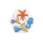 Ocean Series Big And Small Fishtail Starfish Seahorse DIY Baking Liquid Silicone Mold, Gray, Pink