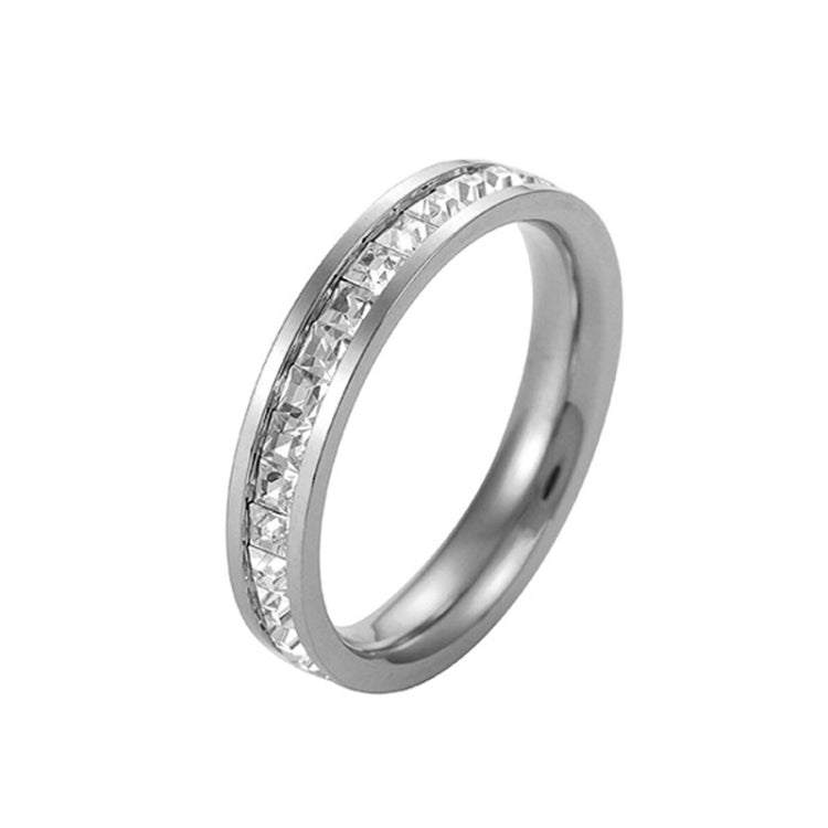 2 Anéis Simples de Aço de Titânio com Diamante para Raparigas, Tamanhos 3 a 10 US