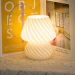 Candeeiro de mesa decorativo de vidro em forma de cogumelo PJ-104 5W para quarto e cabeceira, tomada CN, especificação: luz quente monocromática, dimmer de três cores, lâmpada Tmall Elf, controlo remoto + lâmpada Tmall Elf