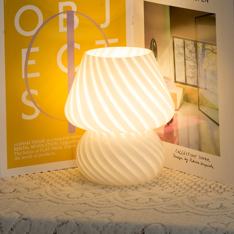 Candeeiro de mesa decorativo de vidro em forma de cogumelo PJ-104 5W para quarto e cabeceira, tomada CN, especificação: luz quente monocromática, dimmer de três cores, lâmpada Tmall Elf, controlo remoto + lâmpada Tmall Elf