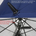 Guarda-chuva de Golfe PGM YS005 com Ventoinha Eléctrica Incorporada e Proteção Solar, Azul Escuro, Preto, Azul Lago
