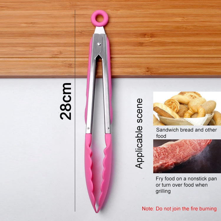 Pinça de Cozinha em Silicone para Cozedura de Salada com Cabo em Aço Inoxidável, Pinça com Cabo de Aço (Azul)