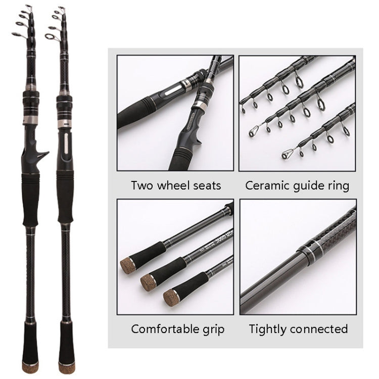 Vara de Pesca Telescópica de Carbono Luya, Secção Curta, 1,8m, 2,1m, 2,4m, 2,7m, 3,0m, 3,3m, 3,6m