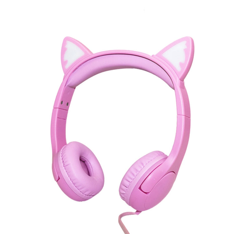 LX-K06 Auscultadores com Fio 3,5mm para Crianças com Orelhas de Gato Luminosas, Comprimento do Cabo: 1,2m, Rosa, Roxo, Azul, Laranja