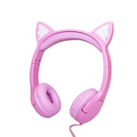 LX-K06 Auscultadores com Fio 3,5mm para Crianças com Orelhas de Gato Luminosas, Comprimento do Cabo: 1,2m, Rosa, Roxo, Azul, Laranja