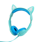 LX-K06 Auscultadores com Fio 3,5mm para Crianças com Orelhas de Gato Luminosas, Comprimento do Cabo: 1,2m, Rosa, Roxo, Azul, Laranja