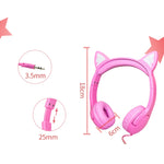 LX-K06 Auscultadores com Fio 3,5mm para Crianças com Orelhas de Gato Luminosas, Comprimento do Cabo: 1,2m, Rosa, Roxo, Azul, Laranja