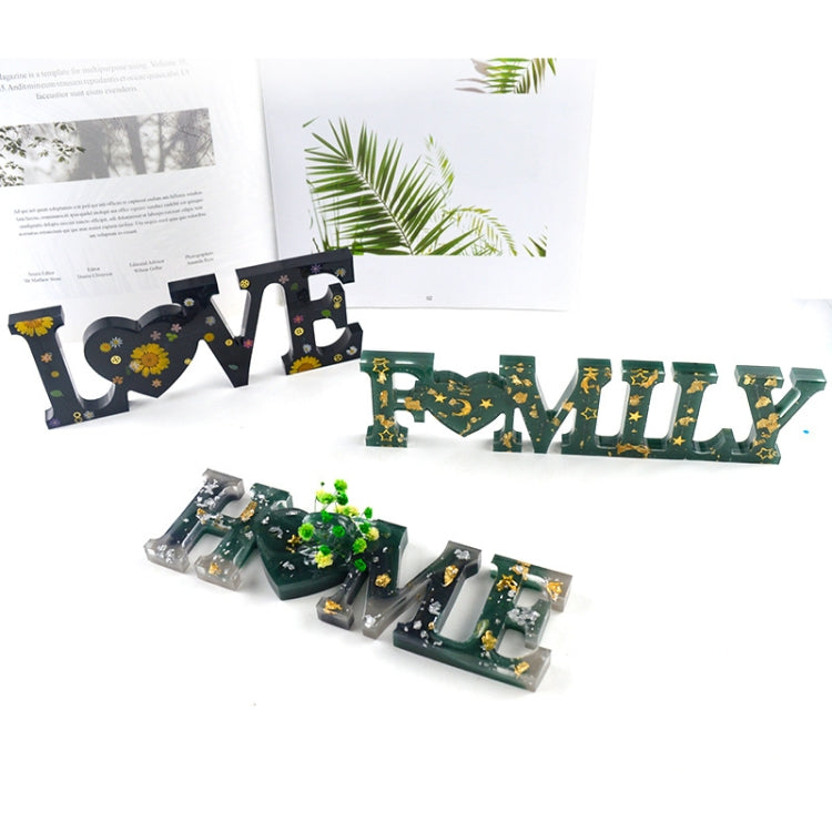 DIY Crystal Epoxy Silicone Letter Mold, Anti-letter MD3300_LOVE Mold, Anti-letter MD3301_HOME Mold, Anti-letter MD3302_Family Mold, Positive Letter MD3313_LOVE Mold, Positive Letter MD3314_HOME Mold, Positive Letter MD3315_FAMILY Mold