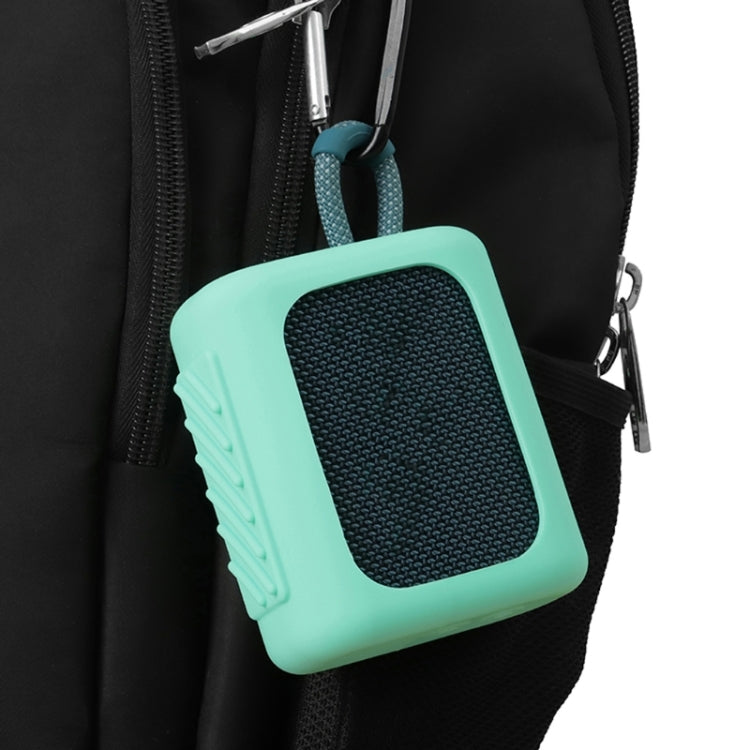 Capa de silicone para altifalante Bluetooth JBL GO3, estojo protetor portátil com mosquetão, Vermelho, Preto, Cinza Prateado, Laranja, Azul Escuro, Verde Menta, Verde Exército
