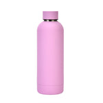 Garrafa de Água Esportiva Portátil em Aço Inoxidável Fosco para Exterior, Copo Isolante com Pintura em Borracha, Verde Musgo, Rosa Claro, Rosa Fumado, Laranja Cinábrio, Verde Branco, Caqui, Preto Tinta, Azul Lago, Verde Cinzento, Lilás, Índigo, Cinza