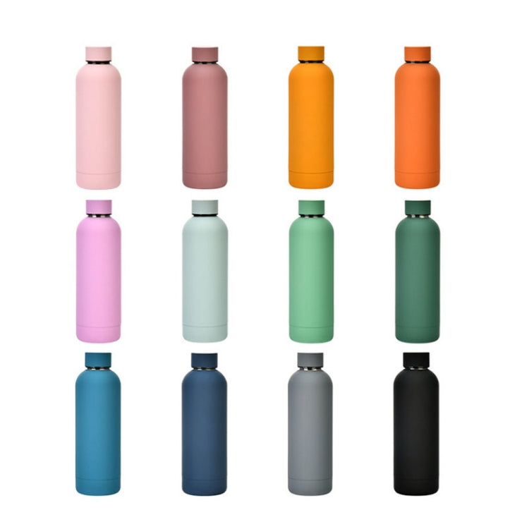 Garrafa de Água Esportiva Portátil em Aço Inoxidável Fosco para Exterior, Copo Isolante com Pintura em Borracha, Verde Musgo, Rosa Claro, Rosa Fumado, Laranja Cinábrio, Verde Branco, Caqui, Preto Tinta, Azul Lago, Verde Cinzento, Lilás, Índigo, Cinza