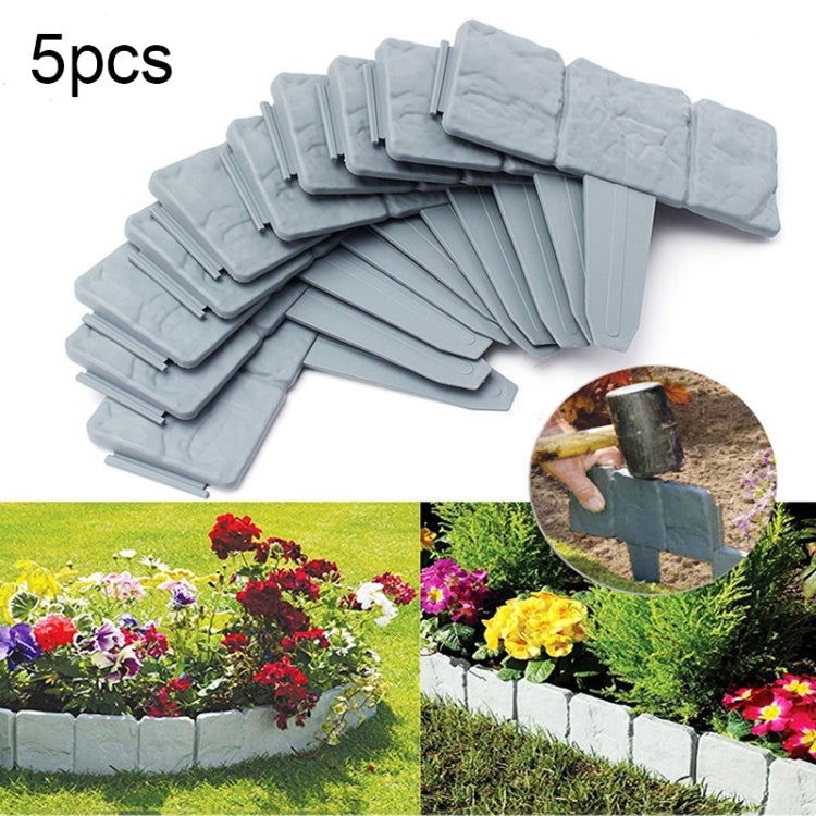 5pcs Cerca de Pedra Imitada Jardim Exterior Cerca de Isolamento de Relva de Plástico PP Cerca Simples para Unir