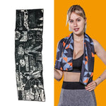 Toalha fria desportiva para ginásio, absorvente de suor e de secagem rápida, tamanho: 100 x 30cm (Festival de Música), Toalha de secagem rápida, tamanho: 100 x 30cm (Fogo), Toalha de secagem rápida, tamanho: 100 x 30cm (Triângulo Geométrico)