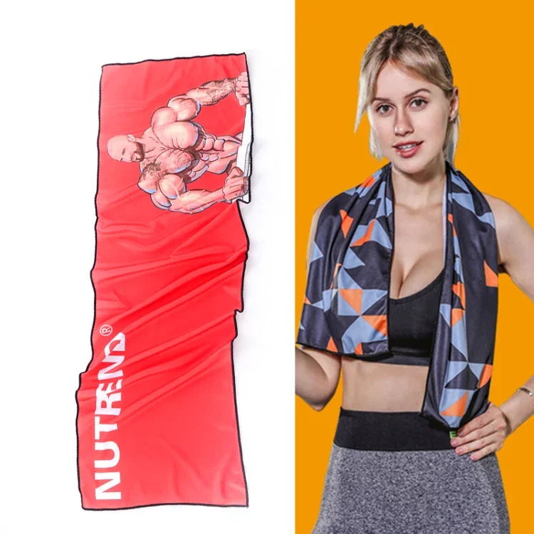 Toalha fria desportiva para ginásio, absorvente de suor e de secagem rápida, tamanho: 100 x 30cm (Festival de Música), Toalha de secagem rápida, tamanho: 100 x 30cm (Fogo), Toalha de secagem rápida, tamanho: 100 x 30cm (Triângulo Geométrico)