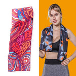 Toalha fria desportiva para ginásio, absorvente de suor e de secagem rápida, tamanho: 100 x 30cm (Festival de Música), Toalha de secagem rápida, tamanho: 100 x 30cm (Fogo), Toalha de secagem rápida, tamanho: 100 x 30cm (Triângulo Geométrico)